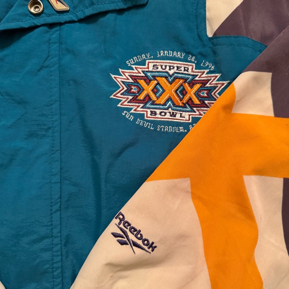 Vintage Reebok 1996 NFL Superbowl XXX Arizona Embroidered Jacket Multi Medium - Picture 3 of 7